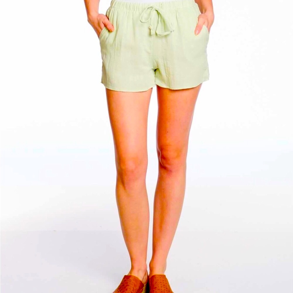 DKR Apparel High Waisted Relaxed Fit Shorts-Sage